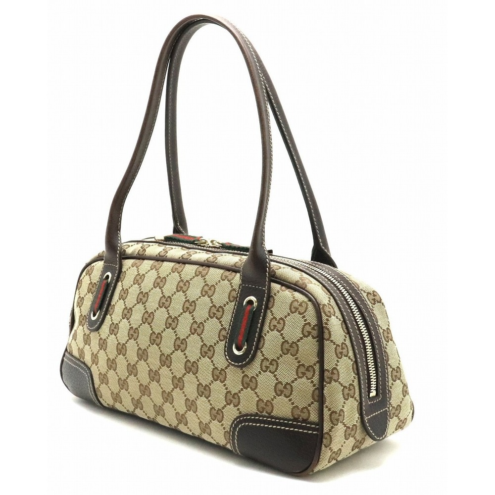 Gucci GG Ribbon Khaki Princy Bag Leather